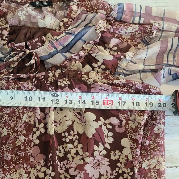 Miss Me Floral Balloon Sleeve Blouse Top Boho Western Coastal Cowgirl Sheer Sm - Picture 6 of 8